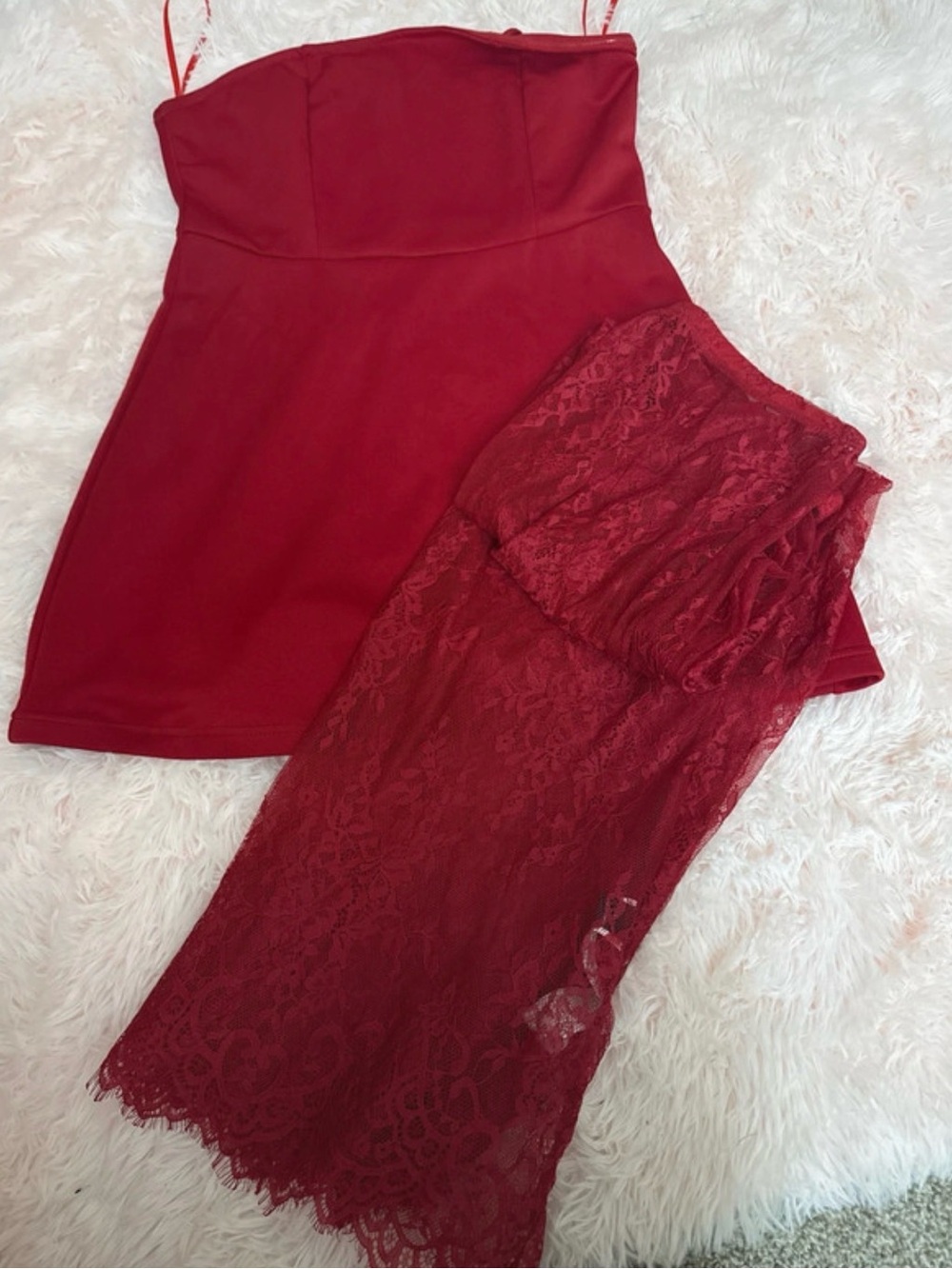 SHEIN Red Lace Pencil Skirt